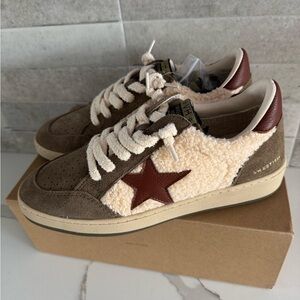 Vintage Havana Tan and Cream Sneakers with Red Star